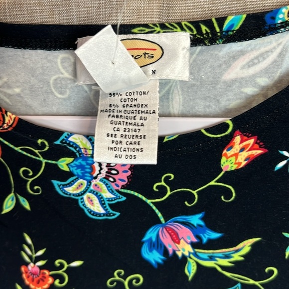 Talbots NEW Women’s 2X Black Multicolor Floral Print Stretch Cotton Knit Top - Picture 4 of 6